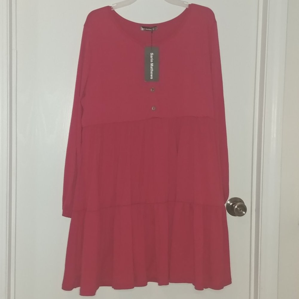 Sarin Mathews Long Sleeve Ruffle Baby Doll Dress